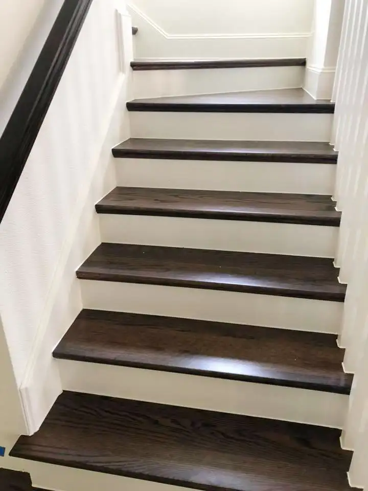 refinished stained hardwood stairs