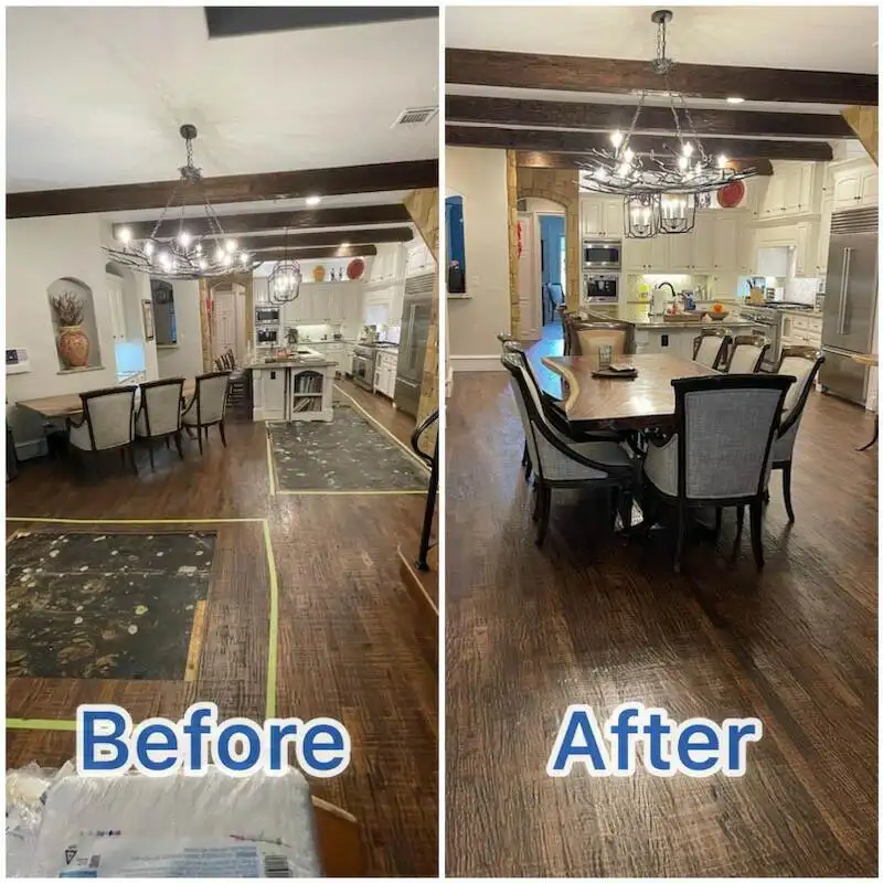 before and after dining room and kitchen