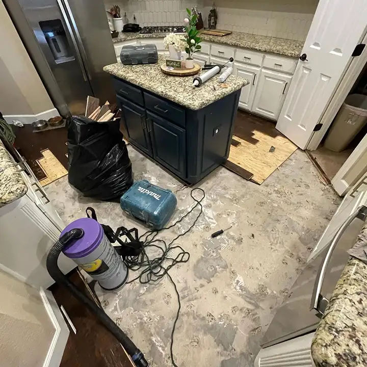 kitchen floor repairs in progress