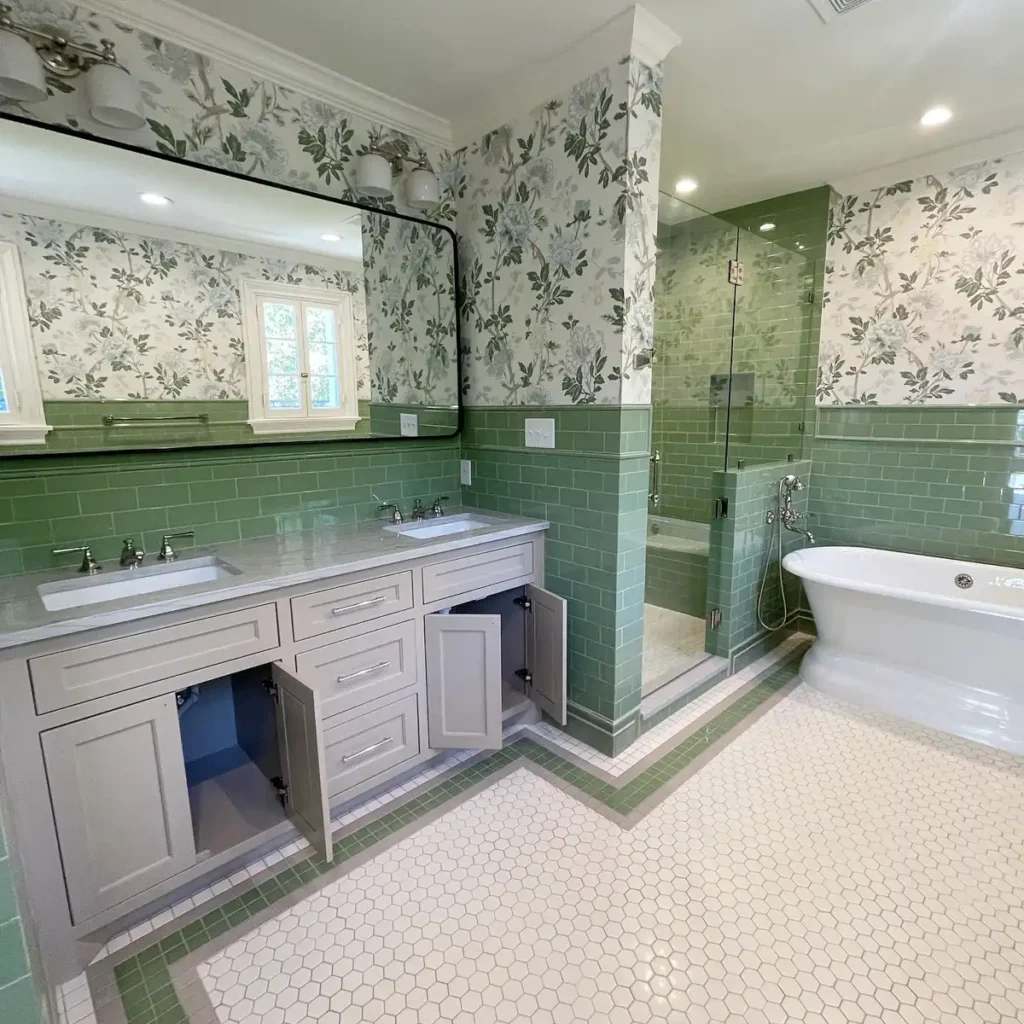 bathroom remodel done by Cardenas Flooring in November 2023